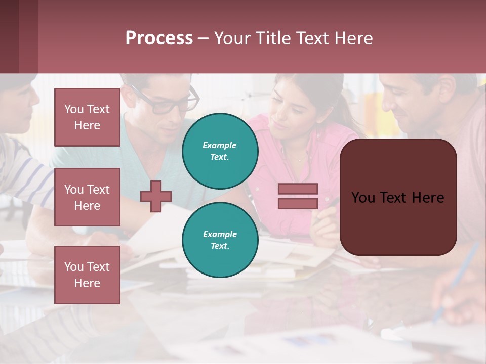 A Group Of People Sitting Around A Table Writing PowerPoint Template
