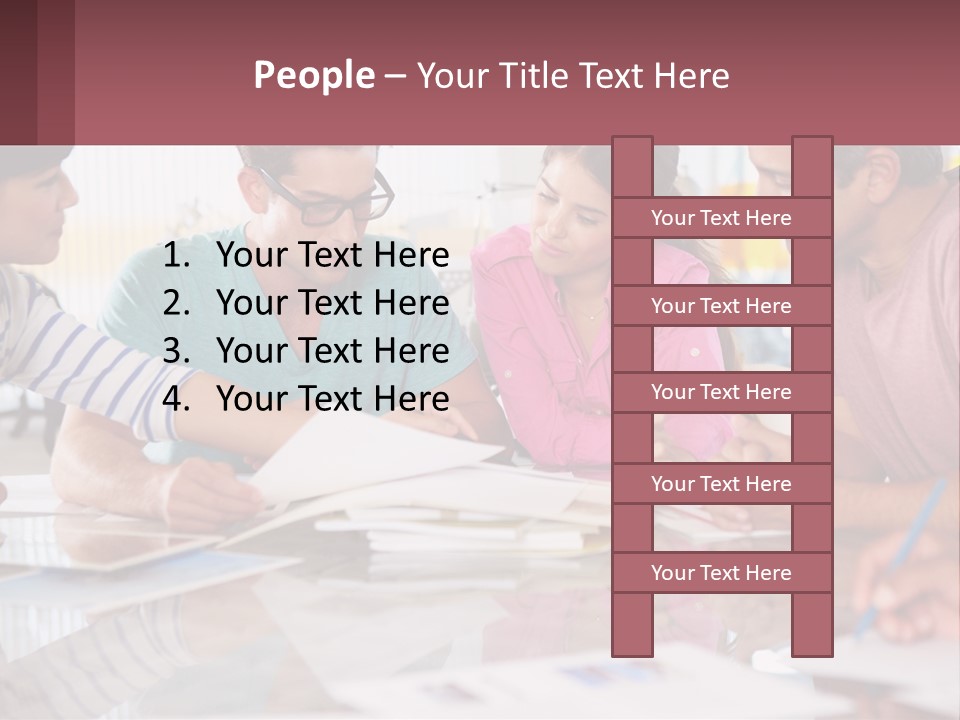 A Group Of People Sitting Around A Table Writing PowerPoint Template