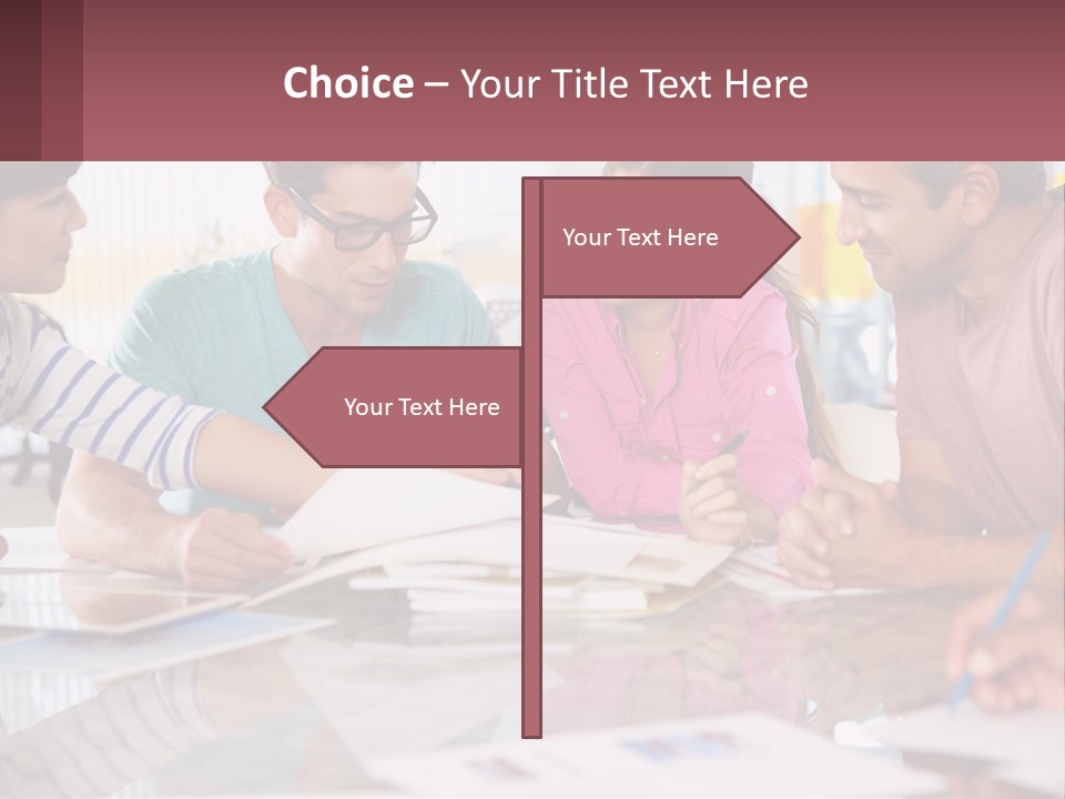 A Group Of People Sitting Around A Table Writing PowerPoint Template