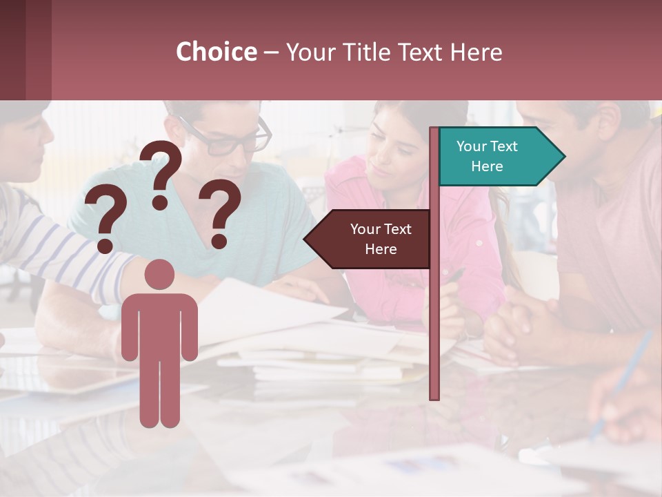 A Group Of People Sitting Around A Table Writing PowerPoint Template