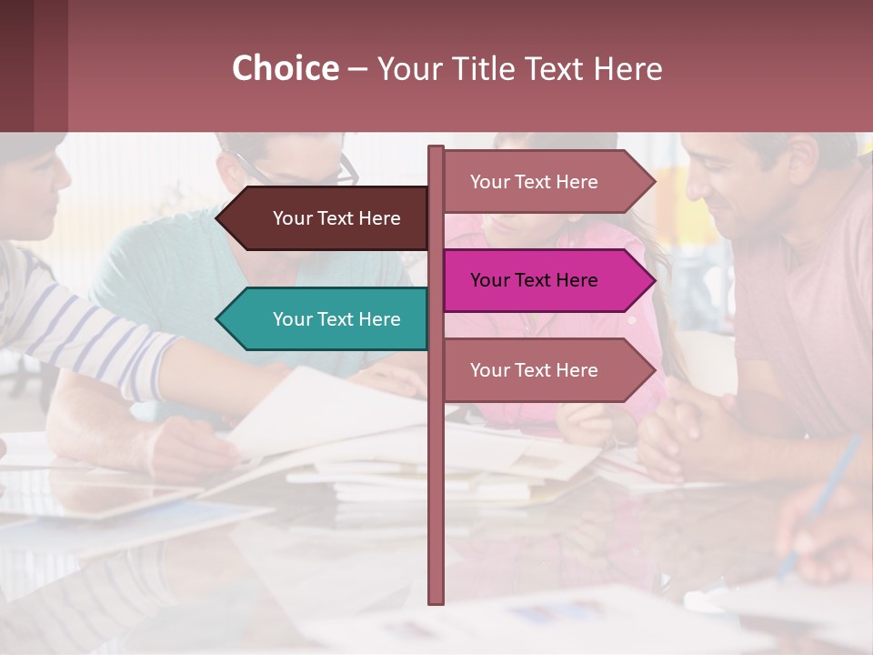 A Group Of People Sitting Around A Table Writing PowerPoint Template