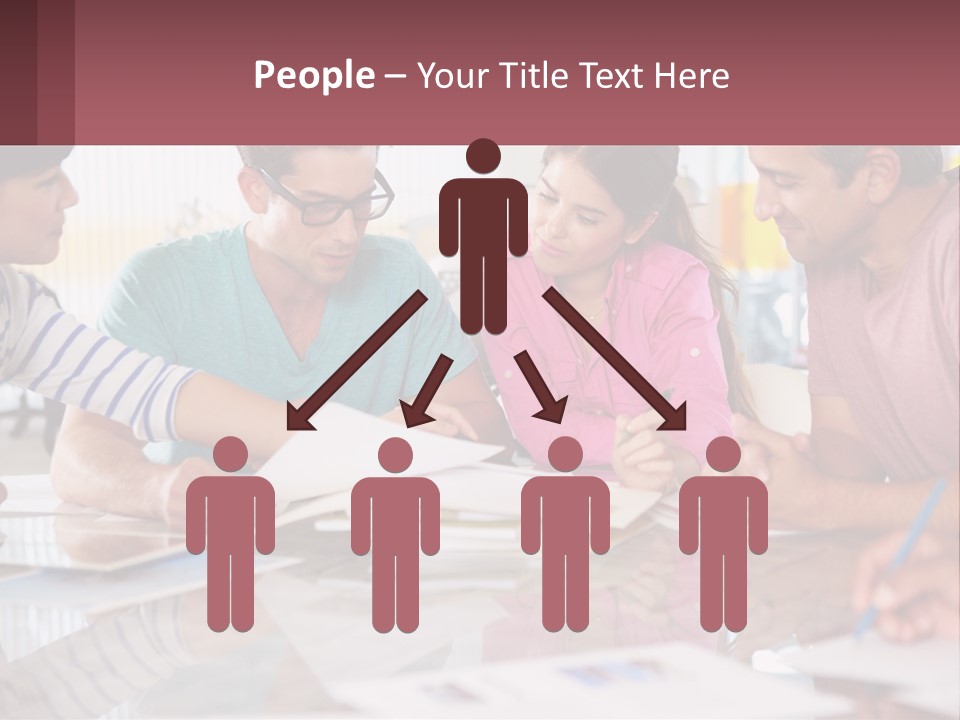 A Group Of People Sitting Around A Table Writing PowerPoint Template