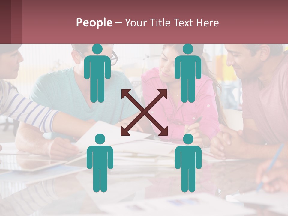 A Group Of People Sitting Around A Table Writing PowerPoint Template