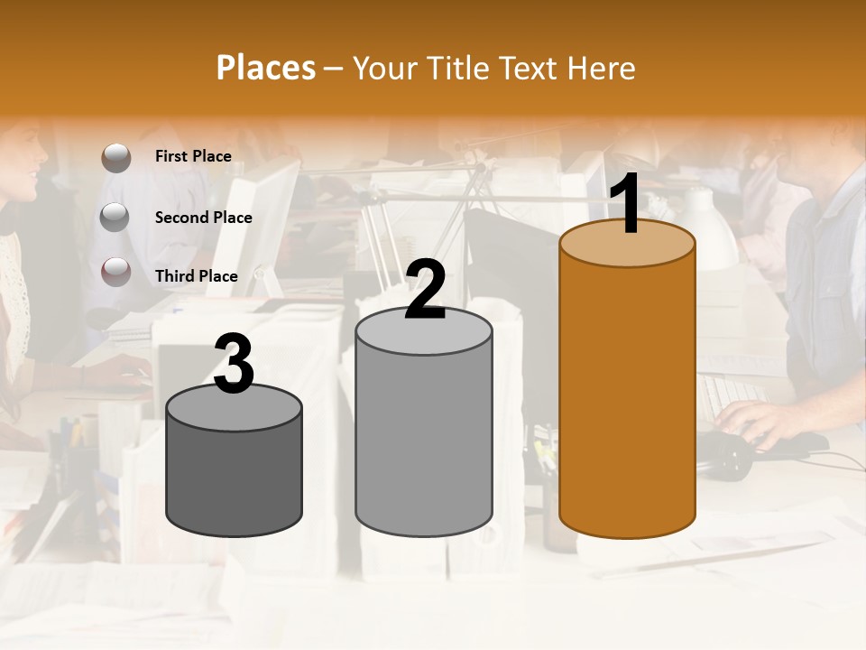 A Group Of People Working On Computers In An Office PowerPoint Template