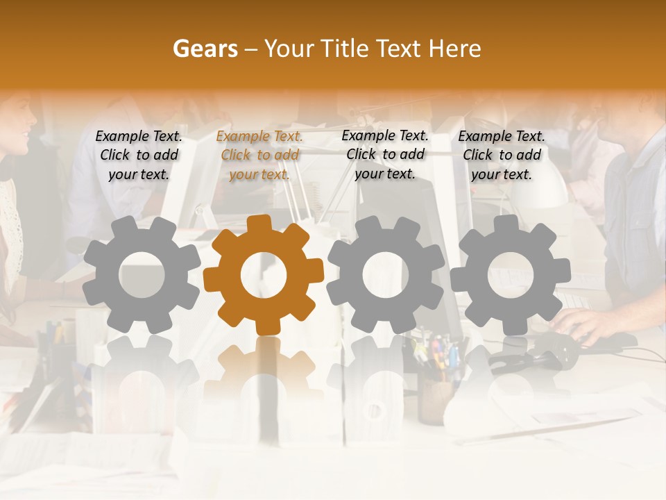 A Group Of People Working On Computers In An Office PowerPoint Template