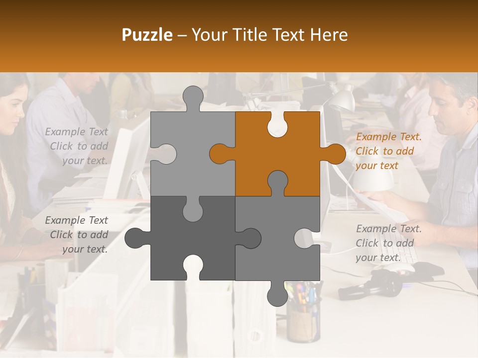 A Group Of People Working On Computers In An Office PowerPoint Template