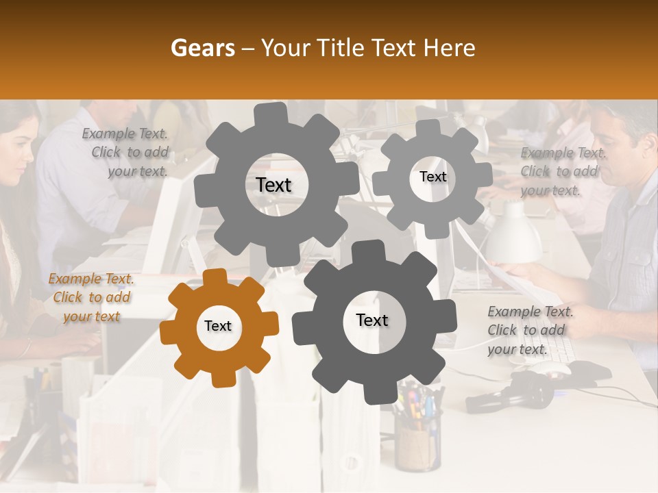 A Group Of People Working On Computers In An Office PowerPoint Template