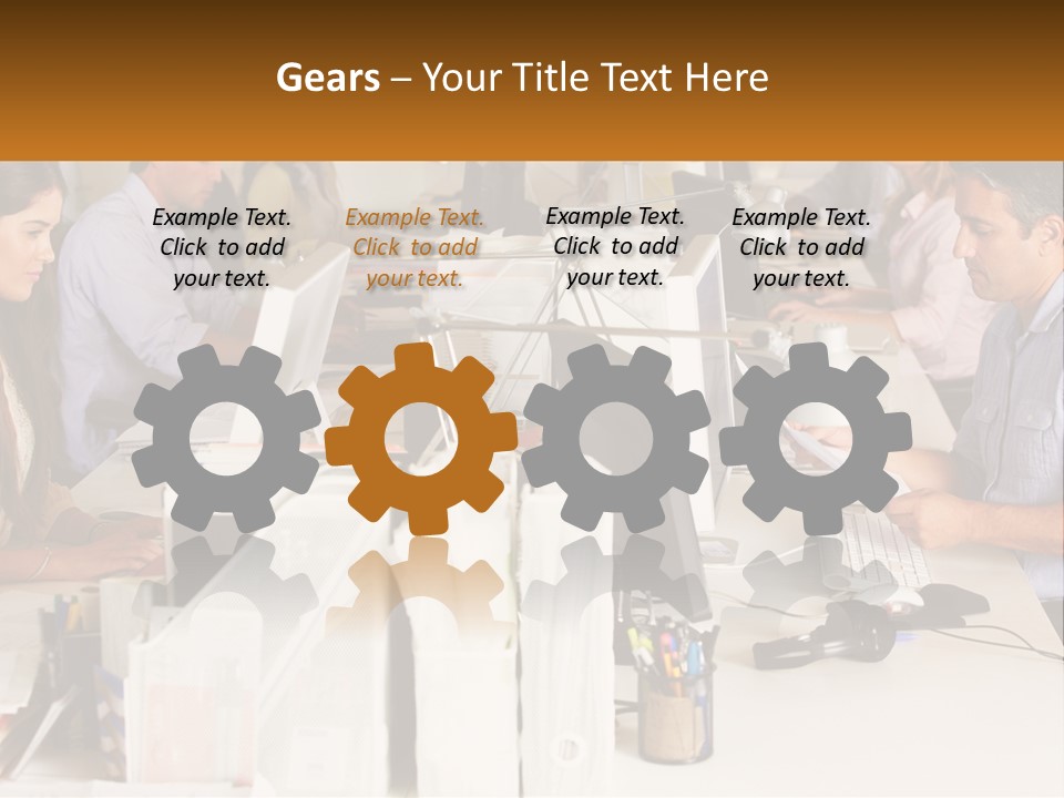 A Group Of People Working On Computers In An Office PowerPoint Template