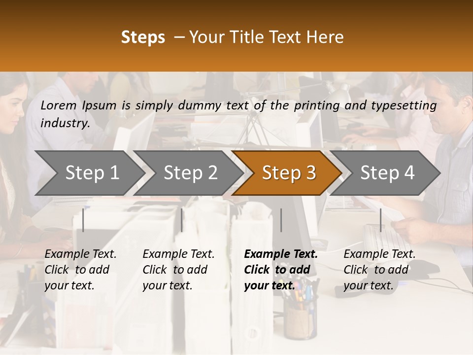 A Group Of People Working On Computers In An Office PowerPoint Template
