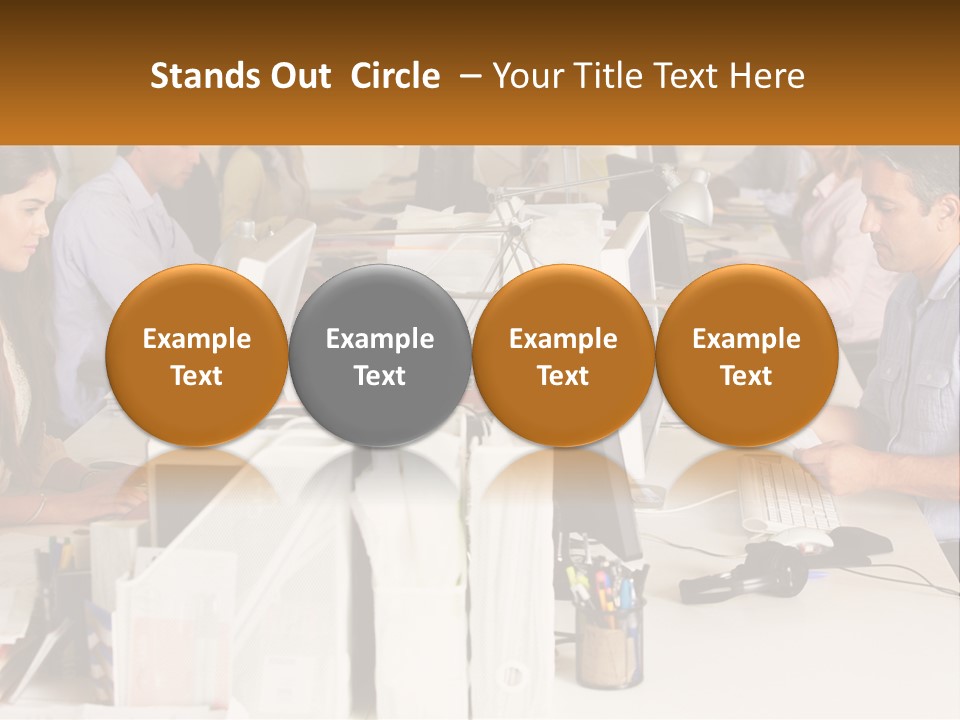 A Group Of People Working On Computers In An Office PowerPoint Template