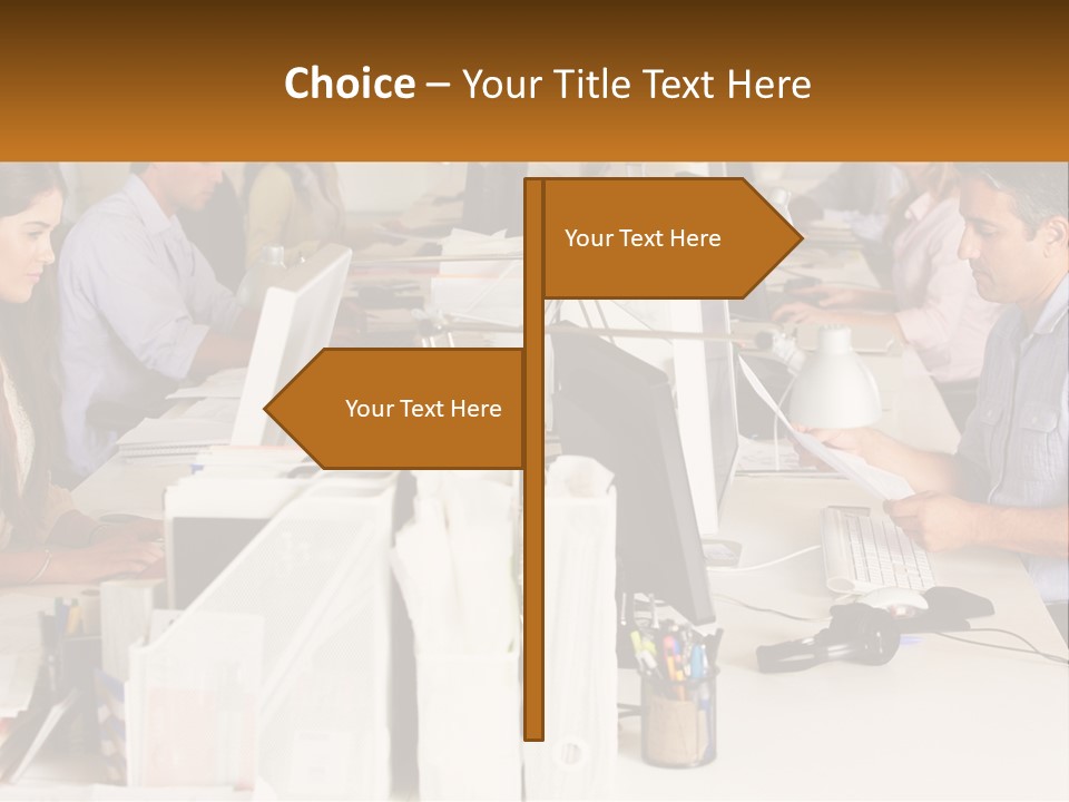 A Group Of People Working On Computers In An Office PowerPoint Template