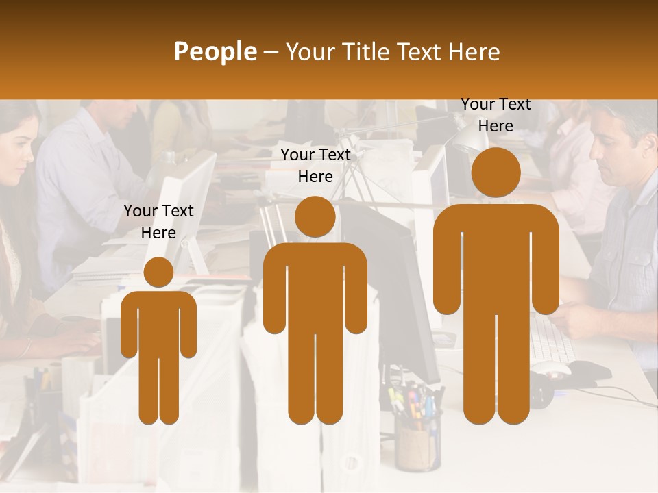 A Group Of People Working On Computers In An Office PowerPoint Template