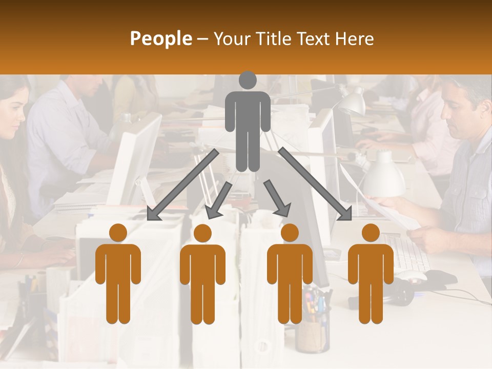 A Group Of People Working On Computers In An Office PowerPoint Template