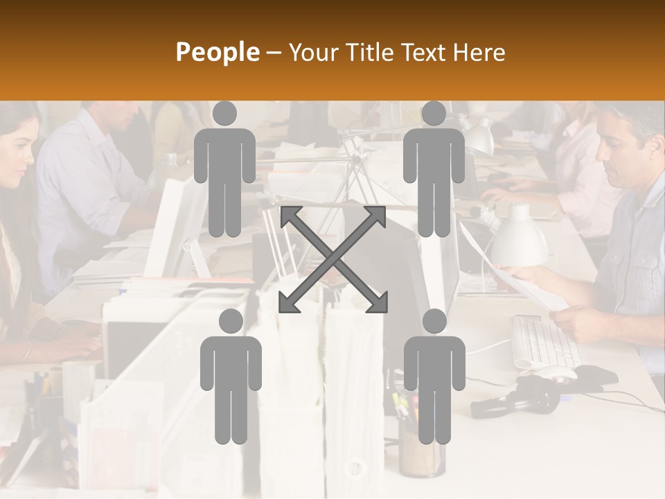 A Group Of People Working On Computers In An Office PowerPoint Template