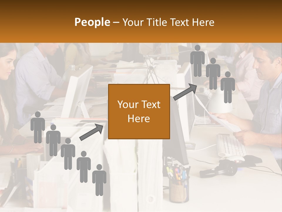 A Group Of People Working On Computers In An Office PowerPoint Template