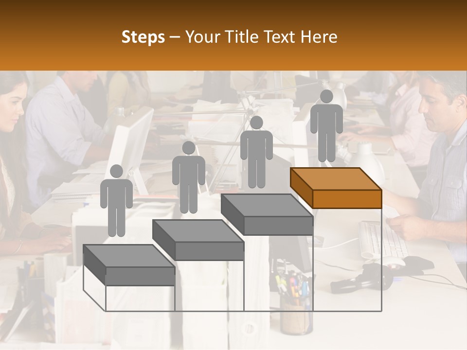 A Group Of People Working On Computers In An Office PowerPoint Template
