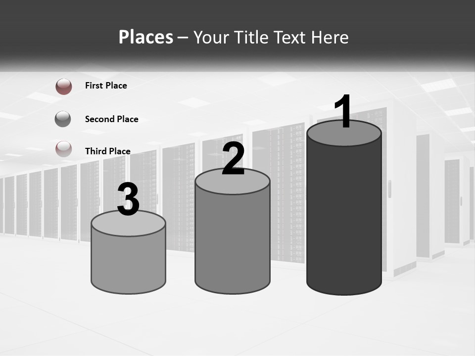 A Row Of Servers In A Data Center PowerPoint Template