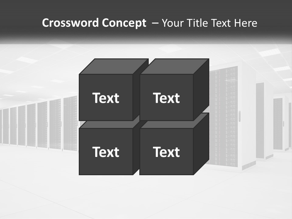 A Row Of Servers In A Data Center PowerPoint Template