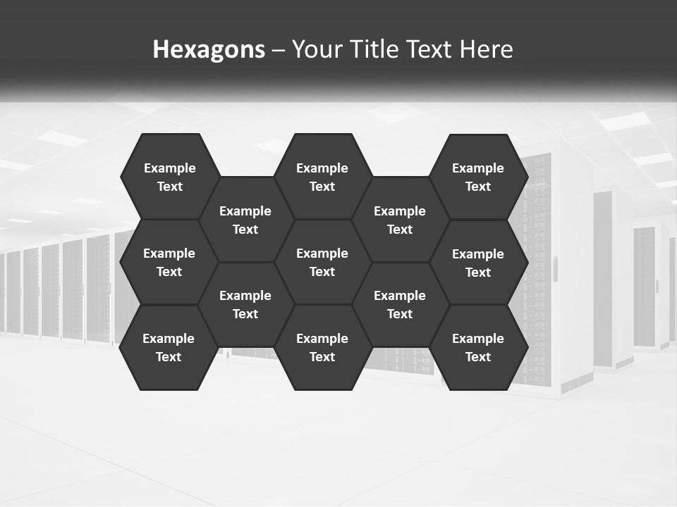 A Row Of Servers In A Data Center PowerPoint Template