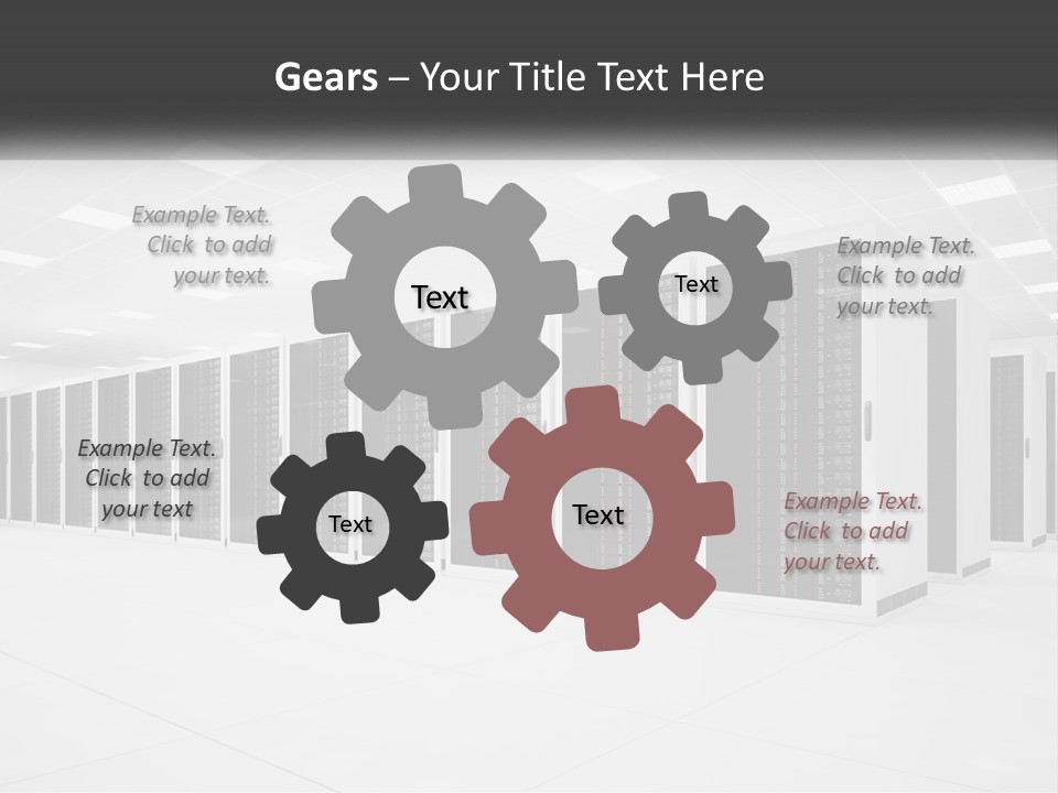 A Row Of Servers In A Data Center PowerPoint Template