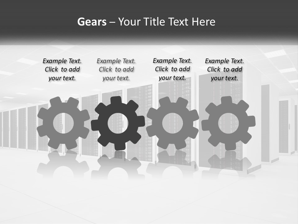 A Row Of Servers In A Data Center PowerPoint Template
