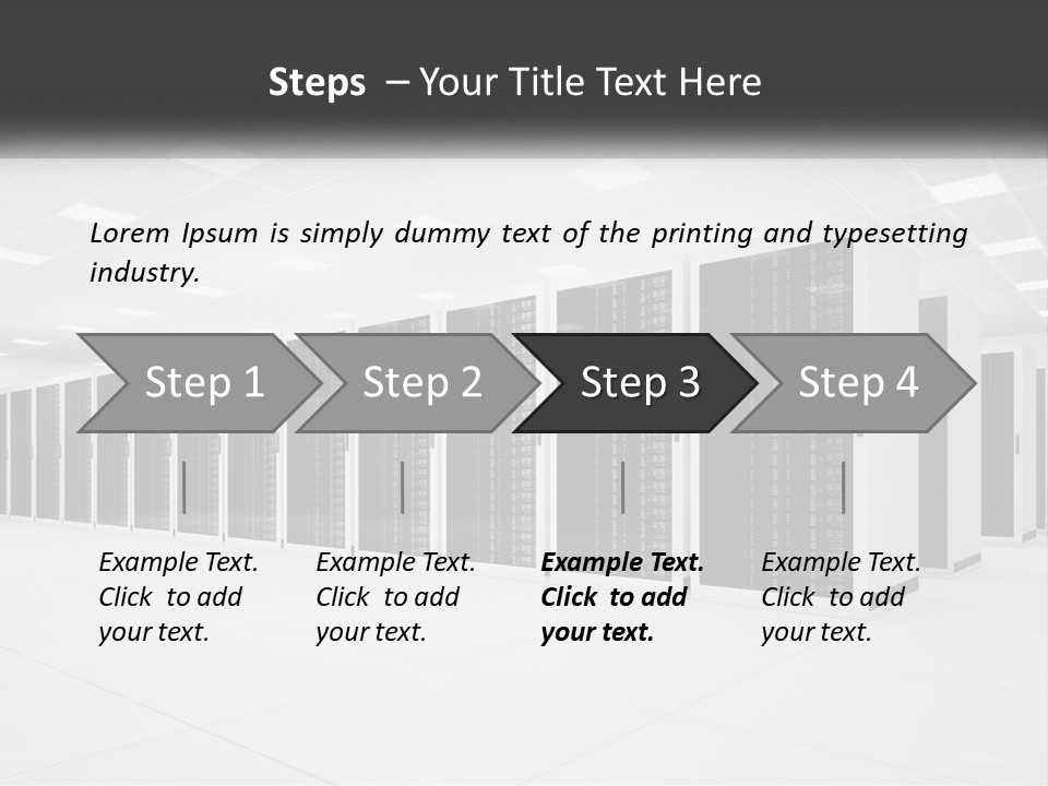 A Row Of Servers In A Data Center PowerPoint Template