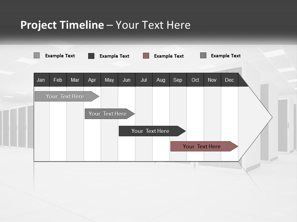 A Row Of Servers In A Data Center PowerPoint Template
