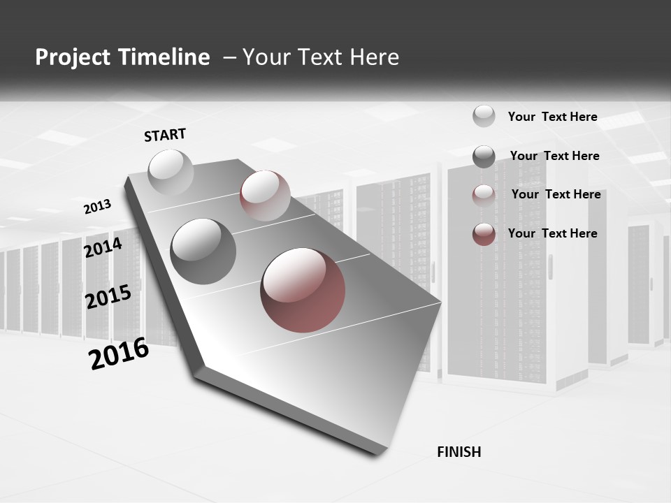A Row Of Servers In A Data Center PowerPoint Template