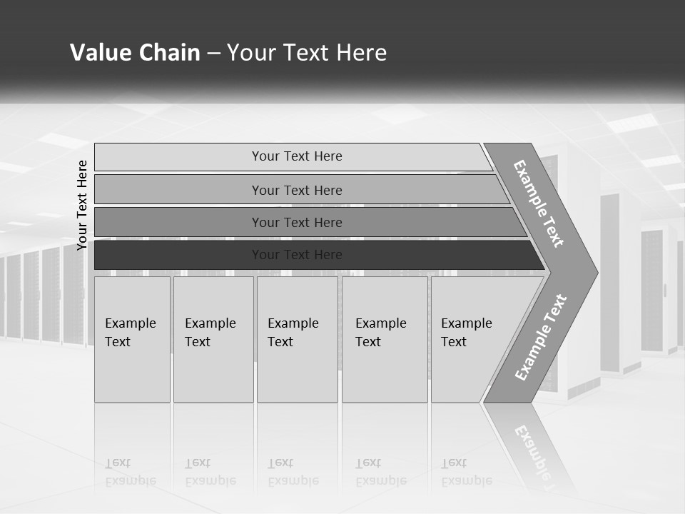 A Row Of Servers In A Data Center PowerPoint Template