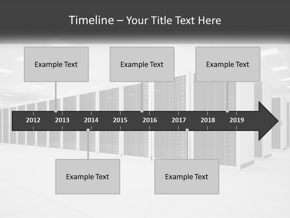 A Row Of Servers In A Data Center PowerPoint Template