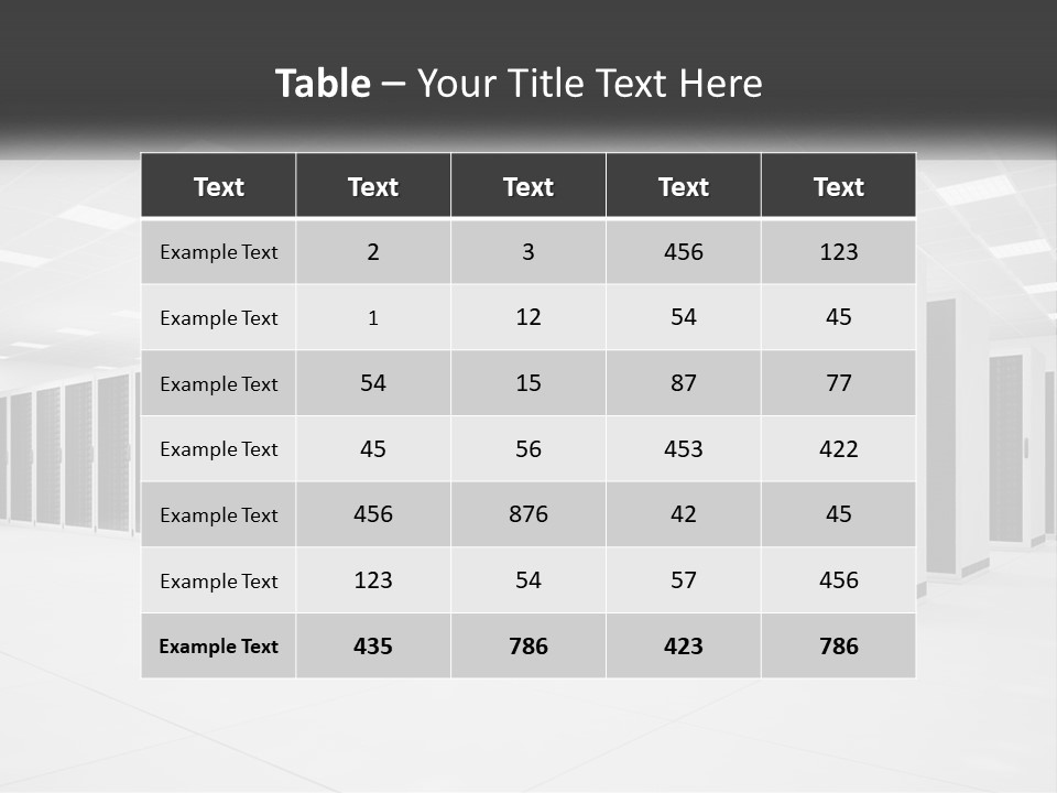 A Row Of Servers In A Data Center PowerPoint Template
