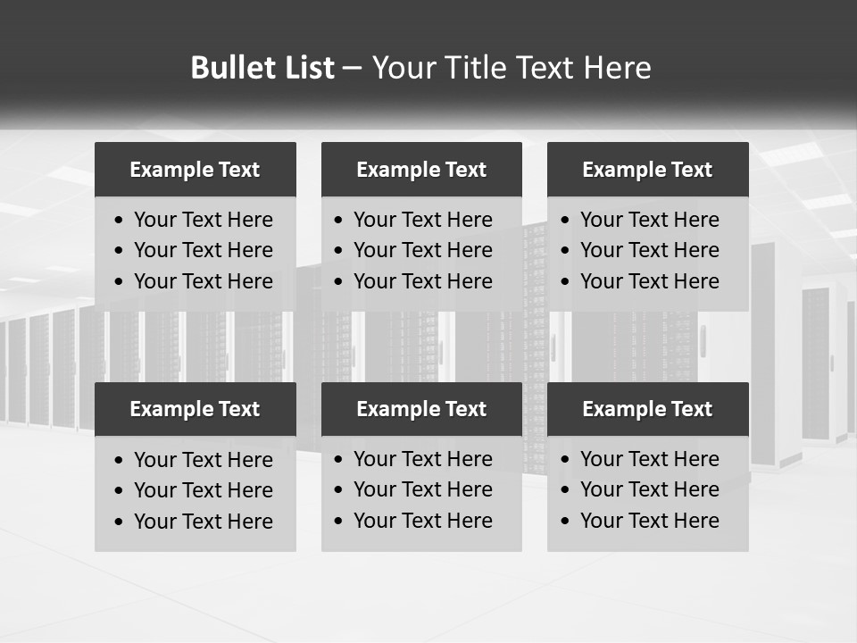 A Row Of Servers In A Data Center PowerPoint Template
