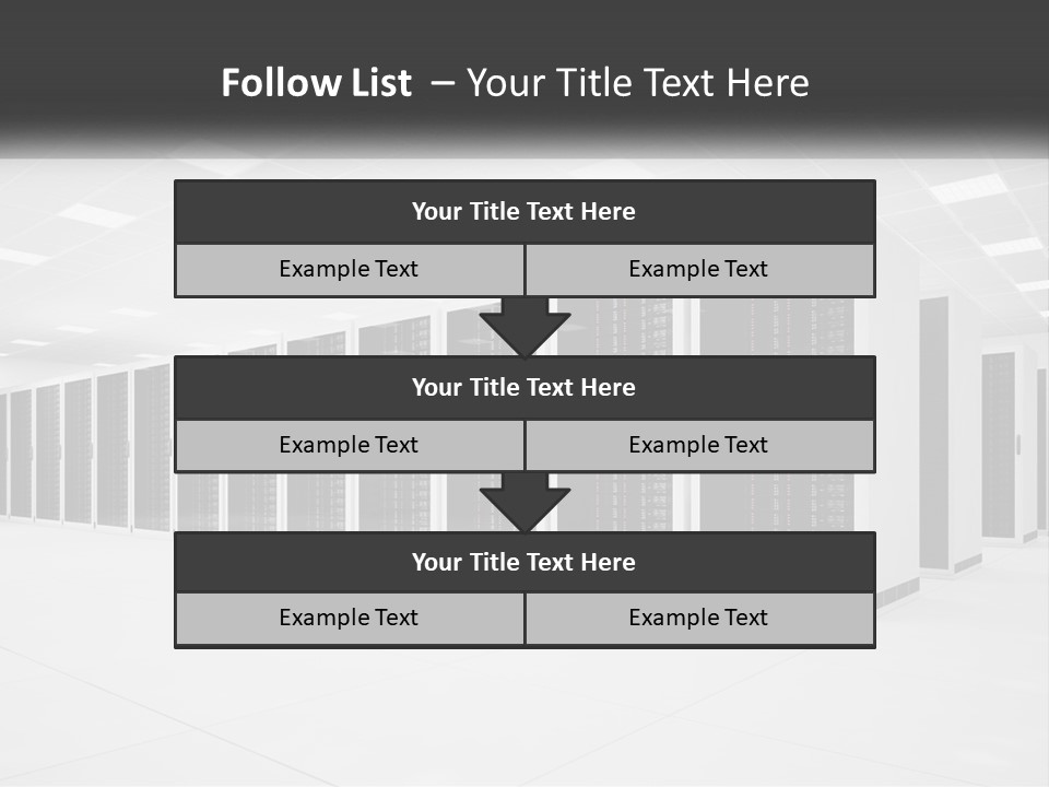 A Row Of Servers In A Data Center PowerPoint Template