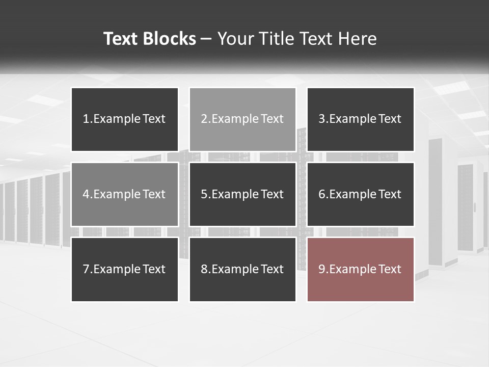 A Row Of Servers In A Data Center PowerPoint Template