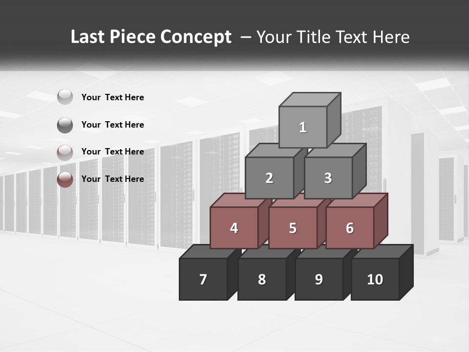A Row Of Servers In A Data Center PowerPoint Template