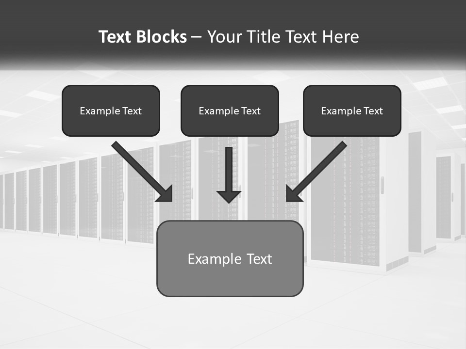 A Row Of Servers In A Data Center PowerPoint Template