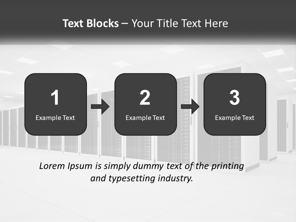 A Row Of Servers In A Data Center PowerPoint Template