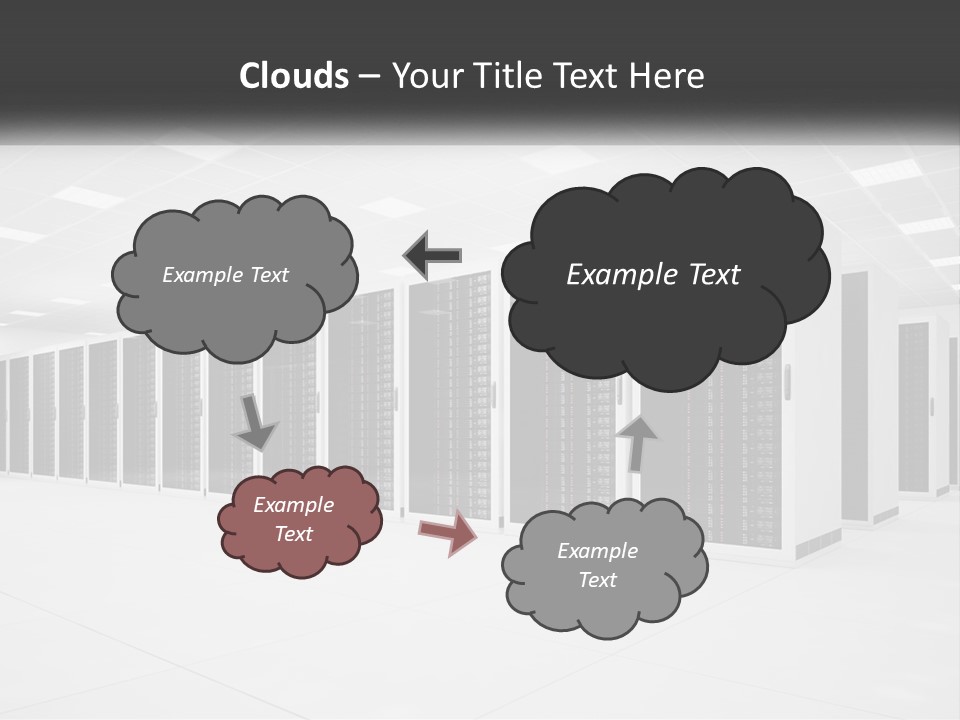 A Row Of Servers In A Data Center PowerPoint Template