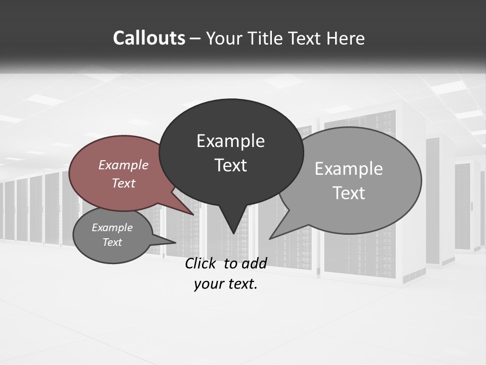 A Row Of Servers In A Data Center PowerPoint Template