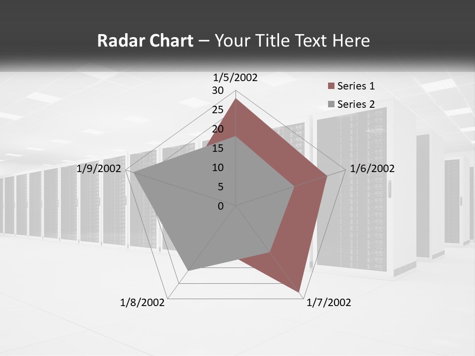 A Row Of Servers In A Data Center PowerPoint Template