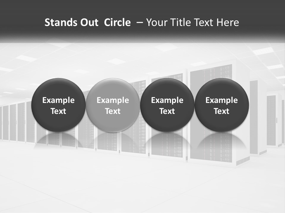 A Row Of Servers In A Data Center PowerPoint Template
