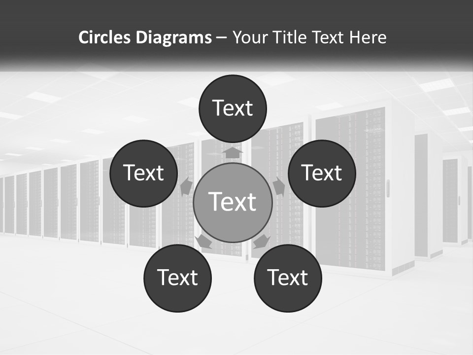 A Row Of Servers In A Data Center PowerPoint Template
