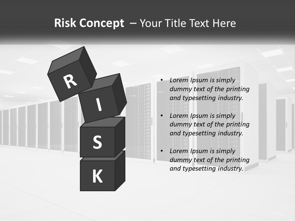 A Row Of Servers In A Data Center PowerPoint Template