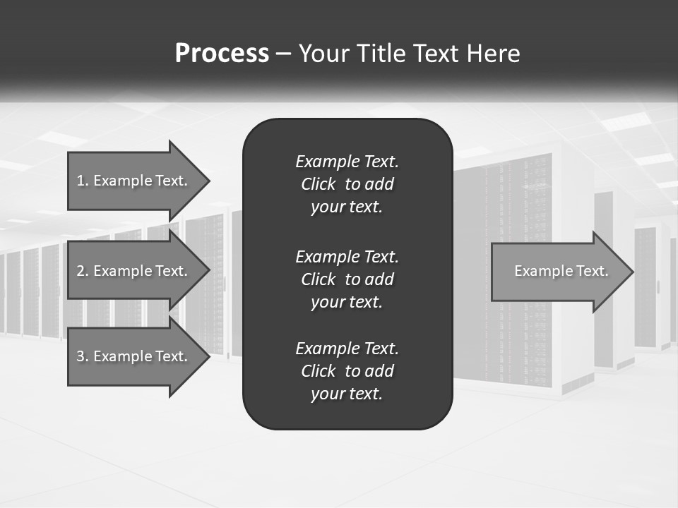 A Row Of Servers In A Data Center PowerPoint Template