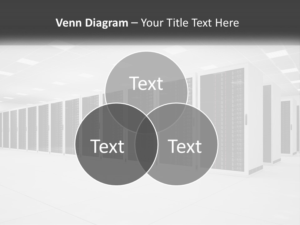 A Row Of Servers In A Data Center PowerPoint Template