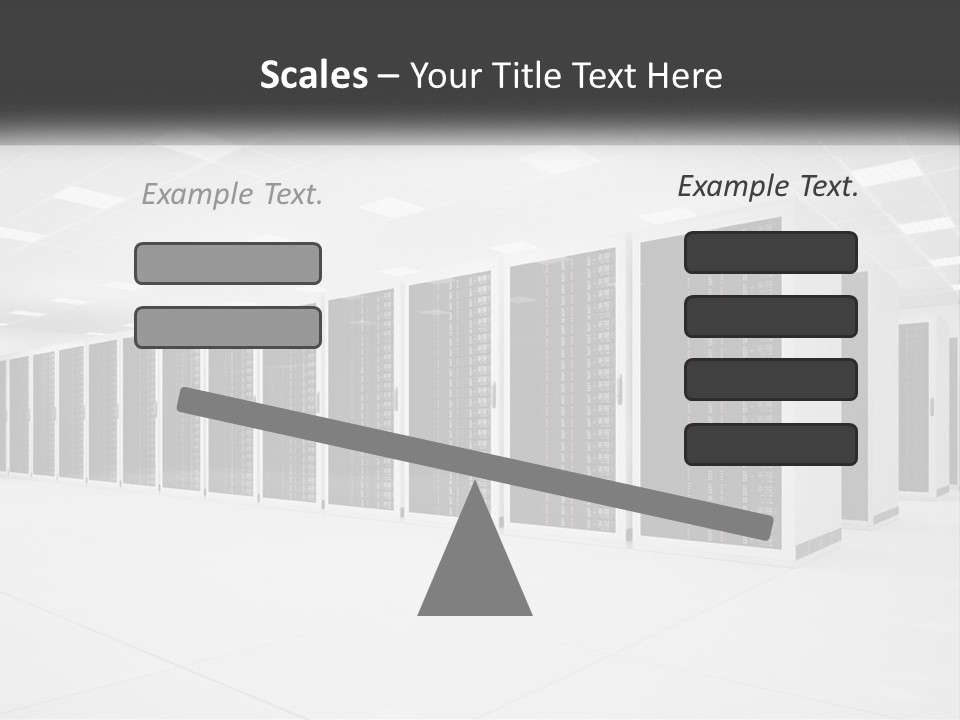 A Row Of Servers In A Data Center PowerPoint Template