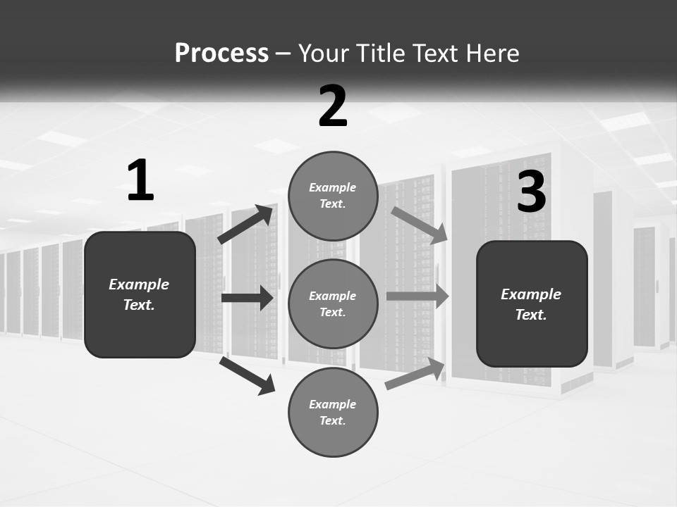 A Row Of Servers In A Data Center PowerPoint Template