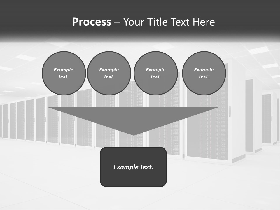 A Row Of Servers In A Data Center PowerPoint Template