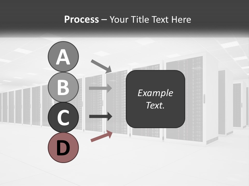 A Row Of Servers In A Data Center PowerPoint Template