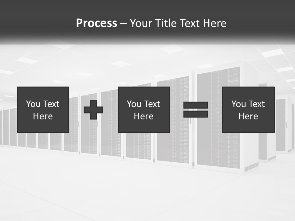A Row Of Servers In A Data Center PowerPoint Template